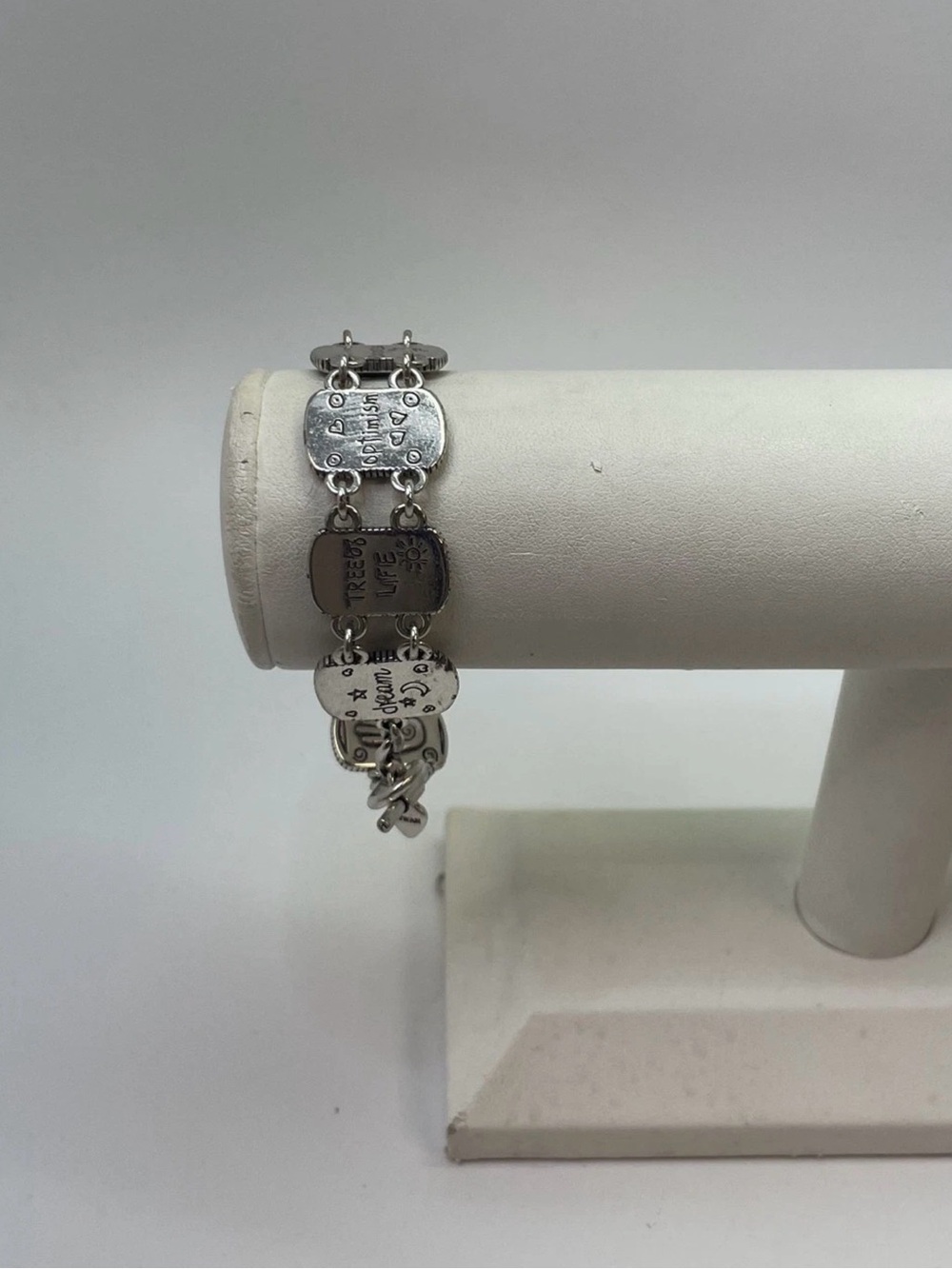 Vintage Brighton Tree Of Life Panel Silver Tone Bracelet Angel Heart Luck 1991